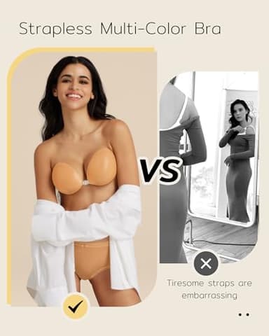 Niidor Sticky Bra for Women Adhesive Backless Strapless Bra Khaki - Image 3