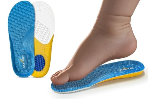 Skyfoot Shoe Insoles for Kids Worn Down Inserts Replacement, Comfy, Breathable, Cut to Fit Sturdy Shoe Soles for Child Sneakers (Blue - 1 Pair, Little Kids: 13-3) - Image 1