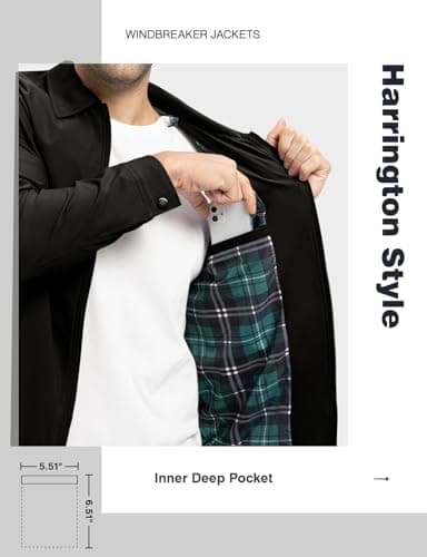 TBMPOY Men's Lightweight Jackets Casual Windbreaker Stylish Light Fall Spring Golf Work Dress Business Black XL - Image 5