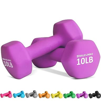 Balelinko Home Gym Equipment Workouts Strength Training Weight Loss Pilates Weights Yoga Sets Weights for Women, Men, Seniors and Youth, 10LB Purple, Pair - Image 1