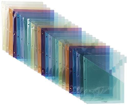 Amazon Basics Tab Dividers for 3 Ring Binder, Two Pocket, Letter Size, Assorted Colors, 24 Count - Image 1