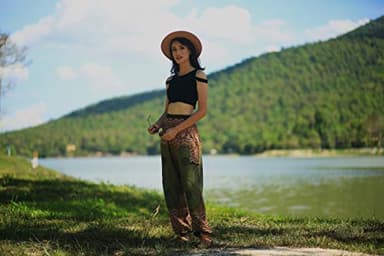 Boho Pants 2-Pocket Flowy Harem Pants Women for Yoga Travel Hippie Clothes - Image 6