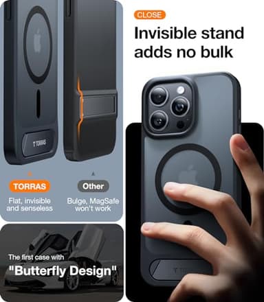 TORRAS for iPhone 13 Pro Max Case Translucent Black | Strong Magnetic & Seamless Stand, Fit for MagSafe, Military-Grade Drop Protection, Sturdy Adjustable Built-in Kickstand, Slim Matte Finish - Image 8