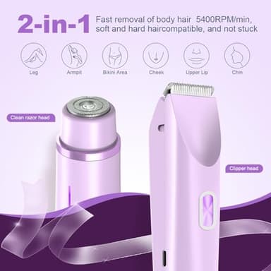 CheckSimple 2025 New Bikini Trimmer for Women,Dermave Bikini Shaver,2-in-1 Electric Razors for Women(Purple) - Image 2
