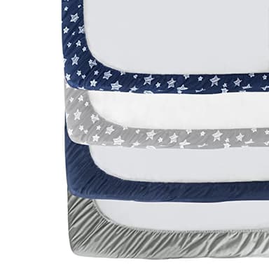 Crib Sheets for Boys or Girls 4 Pack, Fitted Crib Sheet for Standard Size Crib and Toddler Mattresses, Soft and Breathable Material, Navy - Image 6