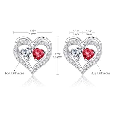 Iefil Earrings for Mom, Mom Gifts, White Topaz Ruby Earrings, April July Birthstone Jewelry - Image 4