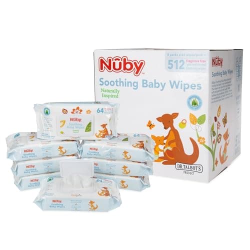 Nuby's Soothing Ultra Premium Baby Wipes Naturally Inspired with Chamomile, Aloe, and Citroganix, Fragrance Free, Extra Thick, 512 Count - Image 1