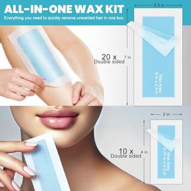 Wax Strips for Hair Removal for Women and Men 60 Counts – 40 Body 20 Facial Strips for Face, Arms, Legs, Underarms – Facial Wax Strips for Women - Image 2