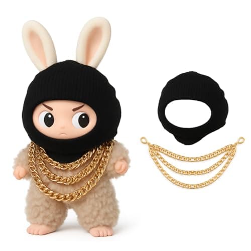 2026 New 17cm Doll Fashion Clothes Set: Black Head Cover, Three-Layer Gold Necklace - Funny Outfits & Accessories for Unique Style (Doll Not Included) - Image 1