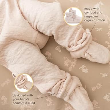 Burt's Bees Baby Girls Booties Organic Cotton Newborn Essentials Shoes, Gender Neutral Color for Ages 0 to 9 Months Old - Image 9