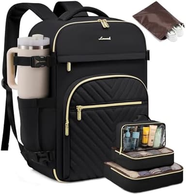 LOVEVOOK Large Travel Backpack for Women, TSA Carry on Backpack for Airplanes, 40L Personal Item Travel Bag fits 17" Laptop, Waterproof Carry on Bag Flight Approved with 4 Packing Cubes, Black - Image 2