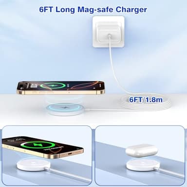 [Apple MFi Certified]Magnetic Wireless Charger Apple Mag Safe Charger,15W 6FT Fast Wireless Charging Pad for Apple iPhone 16 Pro Max/16 Pro/16 Plus/15 Pro Max/14/13/12/AirPods3/2/Pro/Pro2,Charging Pad - Image 3