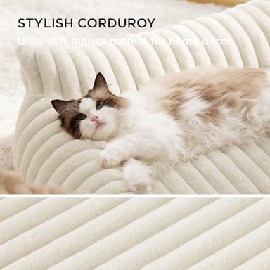 Bedsure Cute Pet Couch - Fluffy Dog Sofa, Dog Couch Bed with Removable, Washable Cover, Supportive for Medium Large Dogs, 36inch, Cream - Image 4