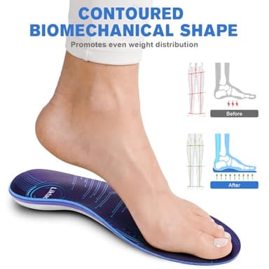 Premium Arch Support Orthotics for Plantar Fasciitis Relieve - Max Cushion Insoles with Heel Shock Absorption, Shoe Insoles for Flat Feet, All Day Comfort for Work Boots & Standing Jobs (Men & Women) - Image 4