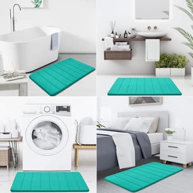 Buganda Memory Foam Bath Mat, 24" x 16", Ultra Soft and Non-Slip Bathroom Rugs, Water Absorbent and Machine Washable Bath Rug for Bathroom, Shower, and Tub, Teal - Image 7