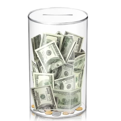 hizgo Adults Piggy Bank, Acrylic Clear Piggy Bank for Adults/Kids Must Break to Open, Unopenable Acrylic Savings jar, Size 10" H x 6" Diameter(Large) - Image 1