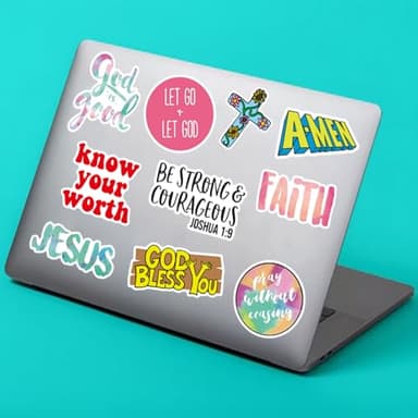 220Pcs Inspirational Christian Stickers, Waterproof Bible Verse Jesus Stickers for Water Bottles Laptop Scrapbook Journaling Planner, Bible Study Vision Board Supplies Christian Easter Gifts for Kids - Image 5