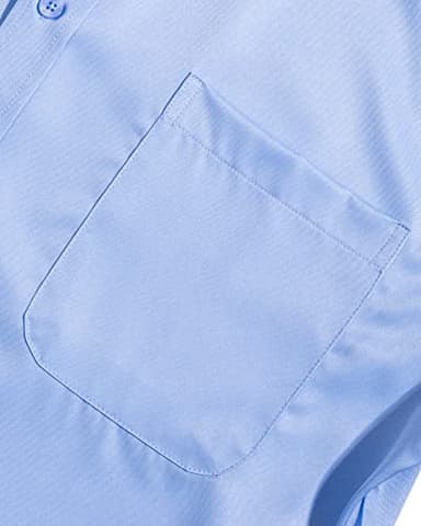 Alimens & Gentle Mens Short Sleeve Dress Shirts Wrinkle Free Solid Casual Button Down Shirts with Pocket, Light Blue, 4X-Large - Image 5