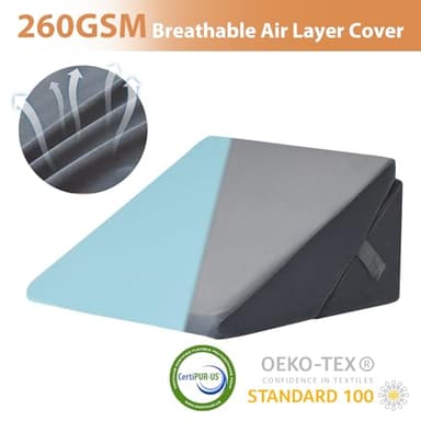 BIEEZZK Wedge Pillow, 9&12” Adjustable Bed Wedge Pillow for Sleeping, Triangle Pillow for Back Pain Relief, Memory Foam Pillow Wedge for Post Surgery, Acid Reflux and Snoring, GERD, Grey - Image 5