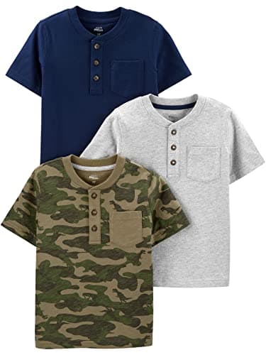 Simple Joys by Carter's Baby Boys' 3-Pack Short-Sleeve Tee Shirts, Green Camo/Grey Heather/Navy, 5 - Image 1