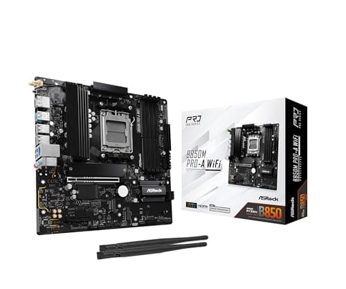 ASRock AMD B850M Pro A WiFi 6E Socket AM5 Ryzen 9000/8000/7000 Series DDR5 8000+ (OC) MHz 256GB Micro ATX Motherboard M.2 SATA3 6.0 Gb/s PCIe 5.0 BIOS Flashback 2.5G LAN - Image 1