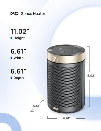 Dreo Space Heater, Portable Electric Heaters for Indoor Use with Thermostat and Remote, 2024 Upgraded, Digital Display, 12H Timer, 5 Mode, 1500W PTC Ceramic Fast Safety Heat for Office Bedroom Home - Image 8