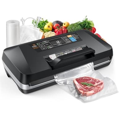 95kpa Vacuum Sealer Machine,Commercial Full Automatic Food Sealer,Powerful Sealing System with Double Heat Seal,Built-in Cutter&Bags Storage,1 Bag Rolls and 10 pcs Pre-cut Bags - Image 1