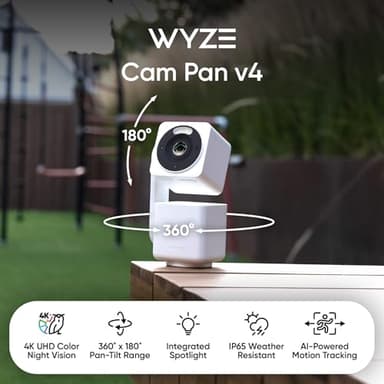 WYZE Cam Pan v4, 4K Smart Security Camera, AI Indoor/Outdoor Cameras for Home Security, Baby & Pet, Color Night Vision, 360° Pan/Tilt/8 x Digital Zoom, 2.4G & 5G, Works with Alexa & Google Assistant - Image 2