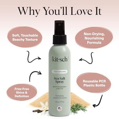 Kitsch Sea Salt Spray for Men and Women | Hair Spray with Rosemary, Biotin, Magnesium – Hair Texturizer for Natural Curls and Beach Waves, 177 mL - Image 3
