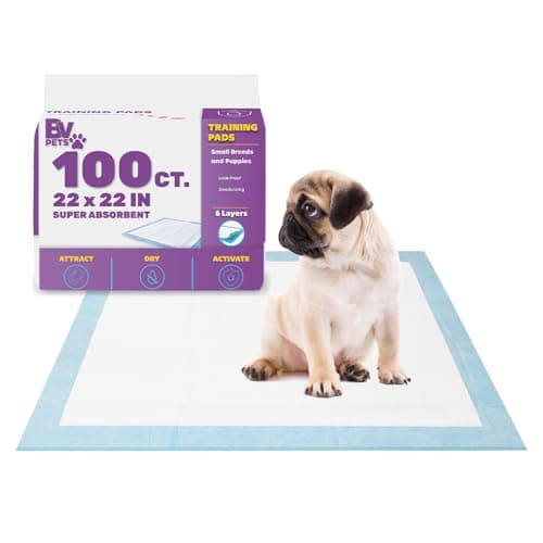 BV Puppy Pads Leak-Proof 100 Count 22"x 22" - Absorbent Pee Pads for Dogs with 6-Layer Design, Rapid Dry Sheet & Built-in Attractant - Dog Pad with Odor Control, Perfect for Puppies & Senior Dogs - Image 1