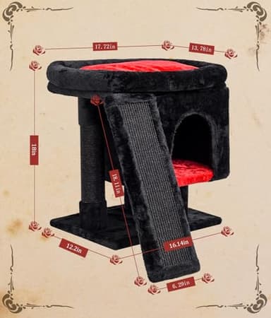 SYANDLVY Gothic Cat Tree with Coffin Bed for Indoor Cats, Cat Tower with Scratching Post, Modern Activity House for Large Cats, Condo with Board, Kittens Cave - Image 3