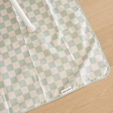 Tiny Twinkle Mess-Proof Splat Mats for Under high Chairs or Table Cover Art Projects for Baby and Toddler - Waterproof, Washable Floor or Table Splash mat 51" x 51" (Sage Checkers) - Image 7