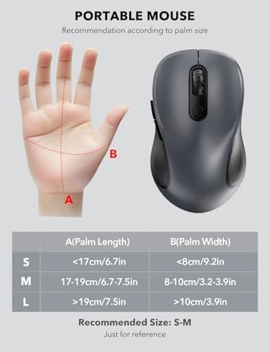 Trueque Wireless Mouse for Laptop, 2.4GHz Ergonomic Computer Mouse with Back & Forward Buttons, 3 Adjustable DPI Levels, 6 Buttons, Optical USB Cordless Mice for Windows PC (Gray, 1 Pack) - Image 5
