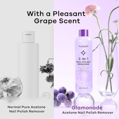 Glamonade Acetone Nail Polish Remover: Professional Soak off Gel Nail Polish Remover Enriched with Natural Grape Seed Oil 8 Fl Oz for Gel Acrylic Nail Glue Dip Powder for Home Salon - Image 8