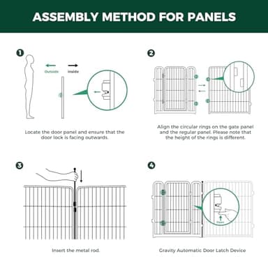 FXW Dog Gate Extra Wide Designed for Indoor Use, Adjustable Width Up to 183-inch Wide (24" H 8 Wire Panels for Puppies and Small Dogs), Black - Image 4
