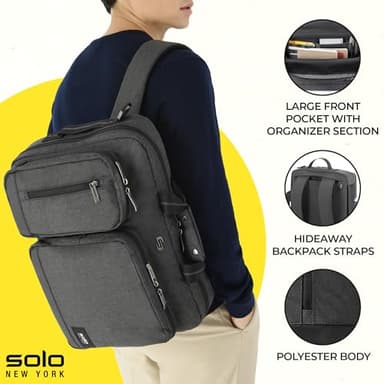 Solo New York Urban Carrying Case (Briefcase) for 15.6" Notebook - Gray, Black, 12.5" x 17" x 5" (UBN310-10) - Image 2
