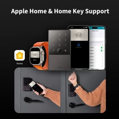 Aqara Smart Lock U100, Fingerprint Keyless Entry Door Lock with Apple Home Key, Touchscreen Keypad, Bluetooth Electronic Deadbolt, IP65 Weatherproof, Supports Apple HomeKit, Alexa, Google, IFTTT, Gray - Image 3