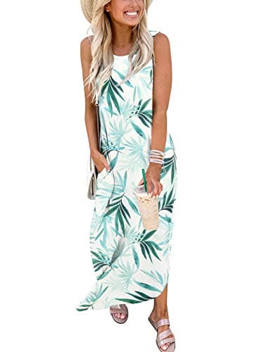 ANRABESS Women Summer Maxi Dress Beach Vacation Sundress Sleeveless Casual Loose Shirt Dresses 2025 Travel Outfits Floral Print Large - Image 3