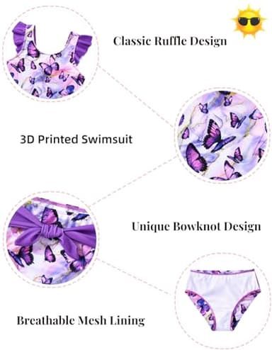 Girls Tankini Swimsuit Butterfly Bathing Suits Summer Two Piece UPF 50 Beach Sport Swimwear with Bowknot 8-12 Years - Image 5