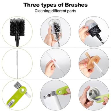 [3 Pack] Bottle Brush, 15 Inches Stainless Steel Long Handle Baby Bottle Scrub Cleaning Brushes with Straw & Lid Brushes for Sports Water Bottle, Cups, Coffee Mugs, Glasswares, Tumblers, Wine Decanter - Image 4