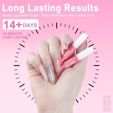 MEKK Nail Glue,Super Strong & Long-Lasting Nail Glue for Acrylic Nails,Press Ons & Nails Tips,Professional Adhesive for Nail Art Supplies,0.07OZ/PCS (12PCS) - Image 5