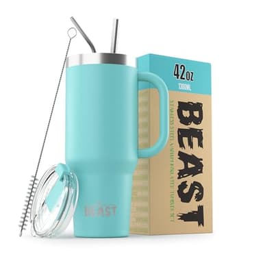 Beast 42 oz Tumbler Stainless Steel Vacuum Insulated Coffee Ice Cup Double Wall Travel Flask (Aqua Blue) - Image 1