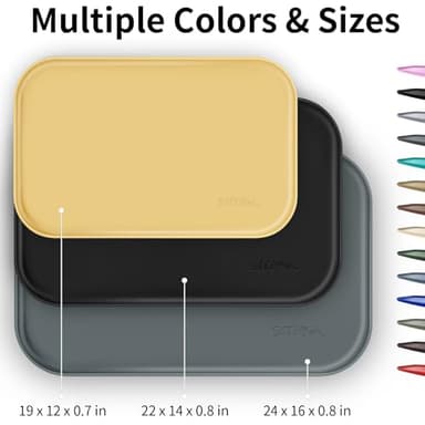 SMILOOL Silicone Pet Feeding Mat with Raised Edge for Food and Water, Dog Bowl Mats, Cat Bowls Placemat with High Lip for Floor Waterproof, Rubber Tray for Cats and Dogs 19 x 12 x0.7 White Sand - Image 6