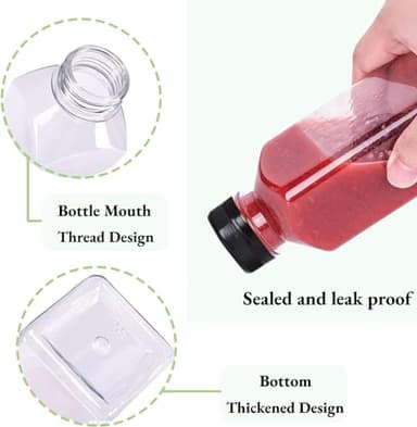 Plastic Juice Bottles with Caps 12Pcs -12oz Reusable Juice Containers with Tamper Proof Lids Black - Clear Bottles for Juicing Milk Smoothie Drinking and Other Beverages Christmas Gifts - Image 6