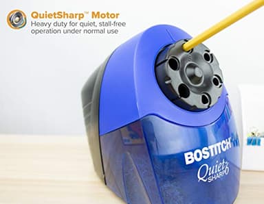 Bostitch Office QuietSharp 6 Electric Pencil Sharpener, Heavy Duty Classroom Sharpener, Size Selector with 6 Different Sizes, Perfect for Classroom and Homeschool Use, Blue - Image 2