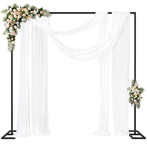 Fomcet 8FT x 8FT Backdrop Stand Heavy Duty with Base, Black Portable Adjustable Pipe and Drape Backdrop Stand Kit, Square Metal Arch Party Frame for Wedding Birthday Parties Banquet Decorations - Image 1