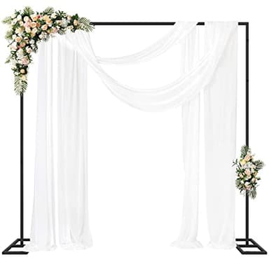 Fomcet 8FT x 8FT Backdrop Stand Heavy Duty with Base, Black Portable Adjustable Pipe and Drape Backdrop Stand Kit, Square Metal Arch Party Frame for Wedding Birthday Parties Banquet Decorations - Image 1