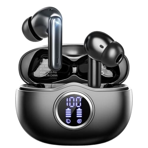 Sisism A10 Pro Wireless Earbuds, Bluetooth 5.3 Headphones HiFi Stereo 50H Playback LED Digital Display Ear Buds with ENC Noise Canceling Headset, IPX7 Waterproof Earphones for Gym/Running/Work