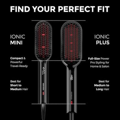 TYMO Hair Straightener Brush - Upgraded Ionic Plus Straightening Brush with Dense Bristles, 16 Temps, Dual Voltage | Ceramic Hot Comb for Women | Flat Iron for Thick Curly Hair, Black - Image 7