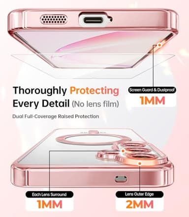 Meifigno Designed for Samsung Galaxy S25 Plus Case, [Compatible with MagSafe] [2X HD Screen Protectors] [Glitter Card & Wrist Strap] Surround Raised Lens Protection Case for S25 Plus 6.7", Rose Gold - Image 3